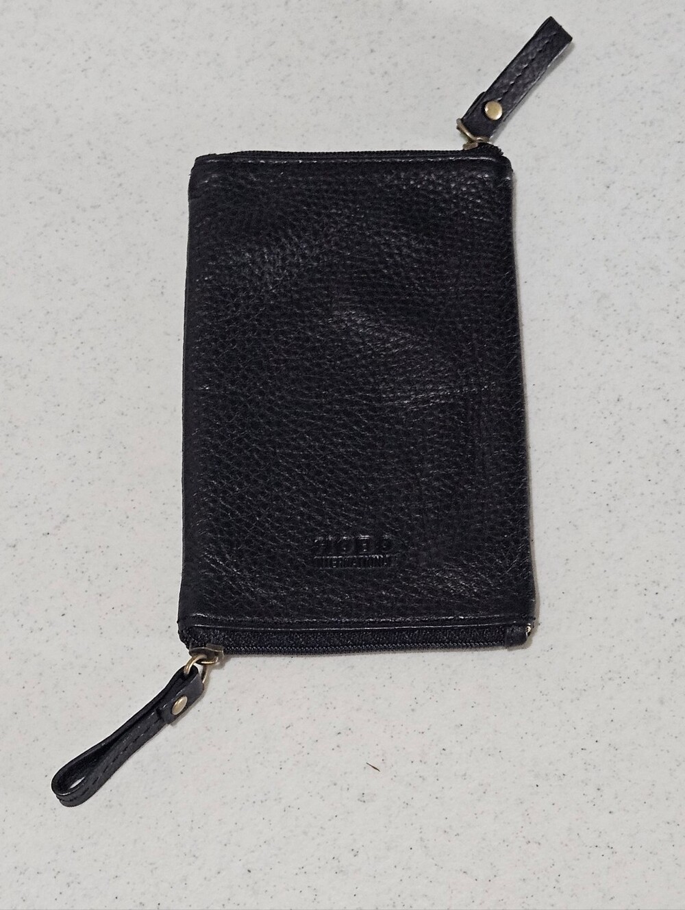 HOBO International Black Leather Double-Zip Pouch